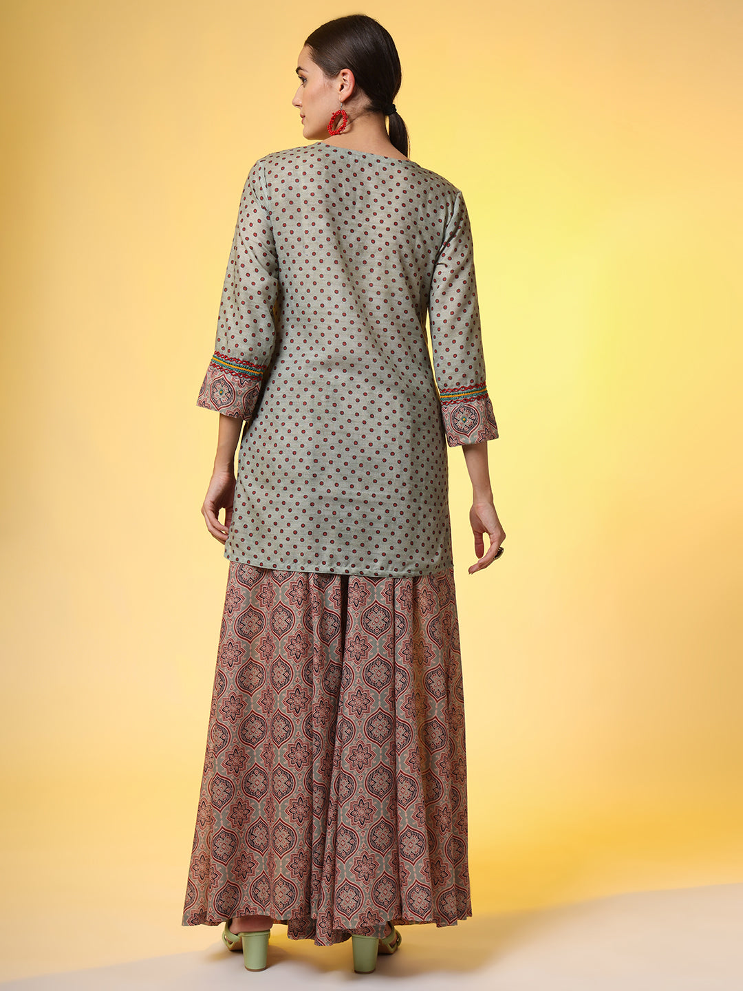 Women's Light Sea Green Hand Embroidery Chikankari Co-Ord Set