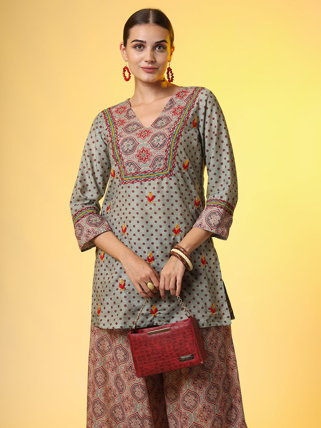 Women's Light Sea Green Hand Embroidery Chikankari Co-Ord Set
