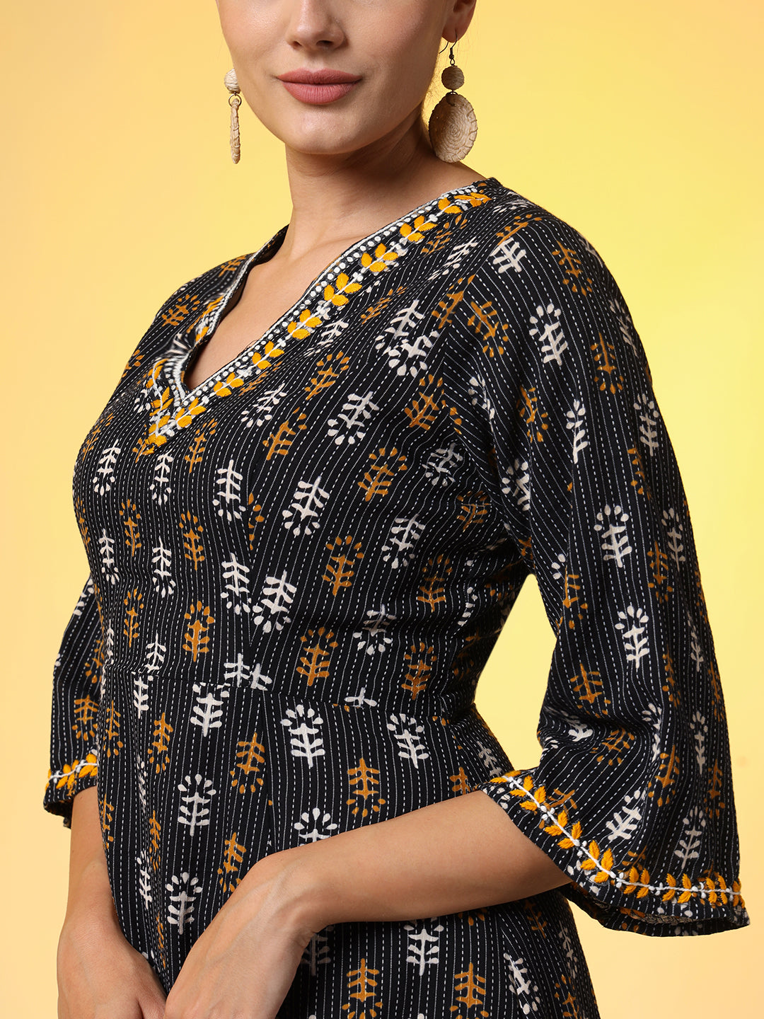 Women's Chikankari Co-Ord Set With Katha And Block Print