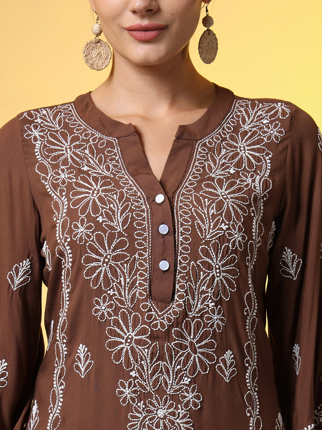 Women's Brown Color Chikankari Co-Ord Set