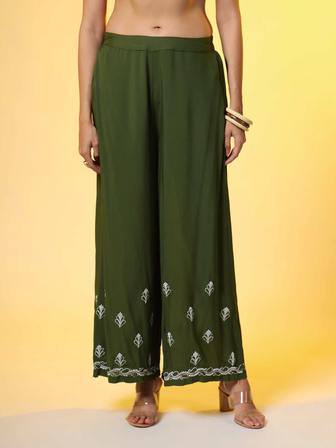 Women's Green Color Chikankari Co-Ord Set