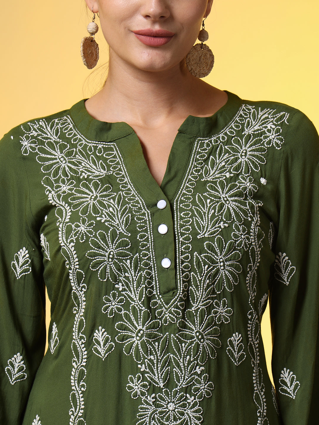 Women's Green Color Chikankari Co-Ord Set