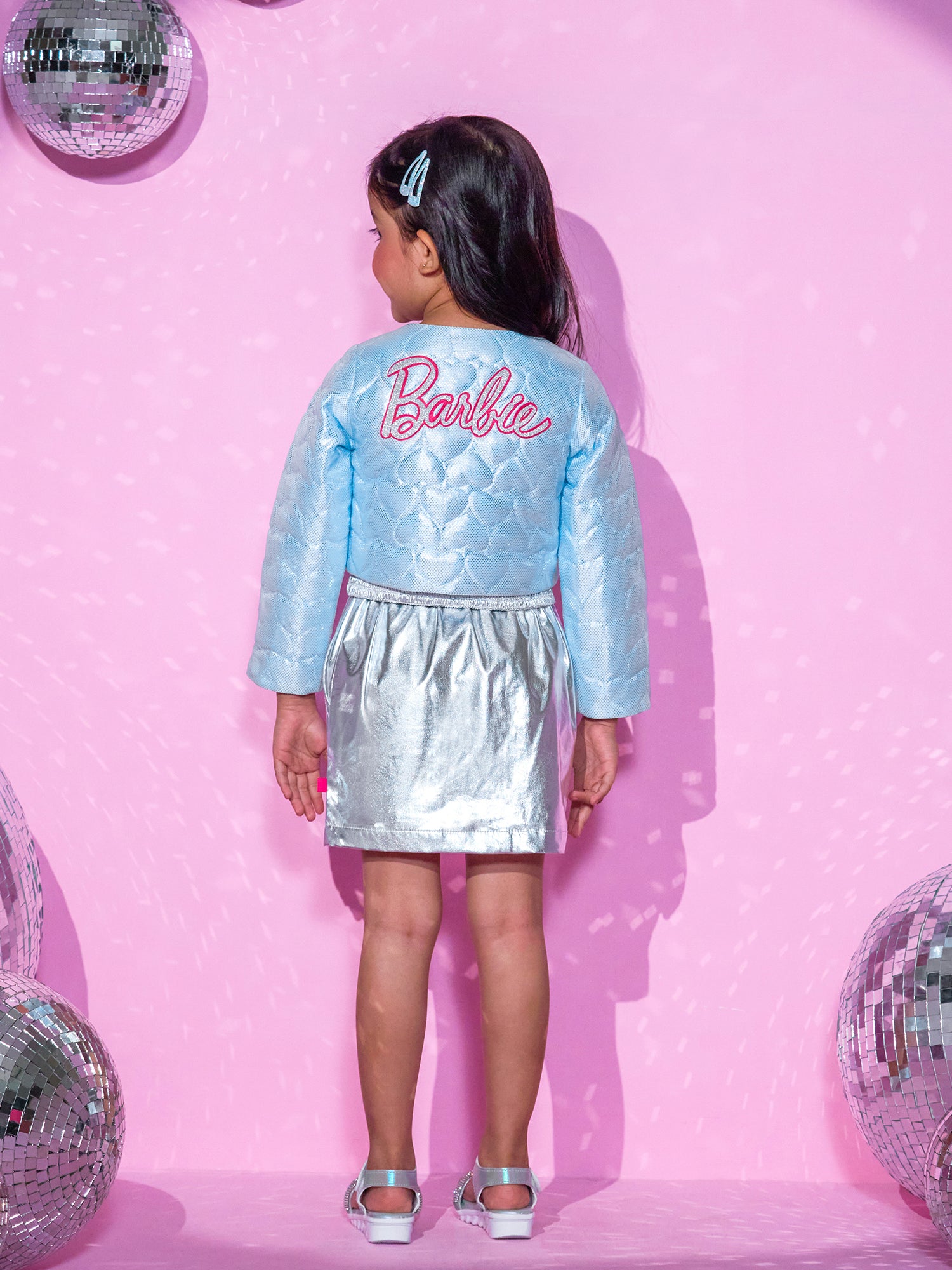 Girl's Blue Shrug And Skirt With Bustier Co-Ordinate Set - Lil Drama