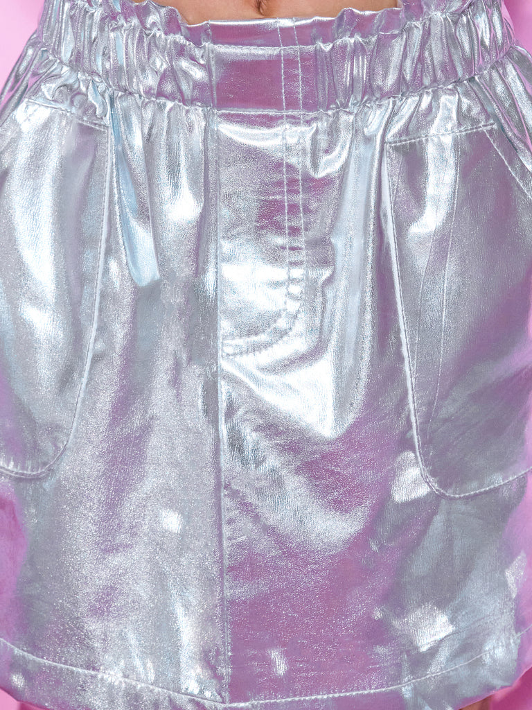 Girl's Blue Shrug And Skirt With Bustier Co-Ordinate Set