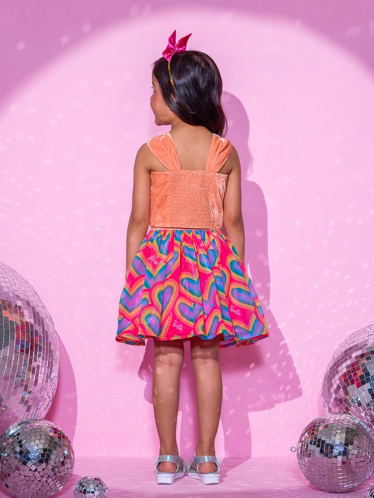 Girl's Peach Top With Skirt Co-Ordinate Set