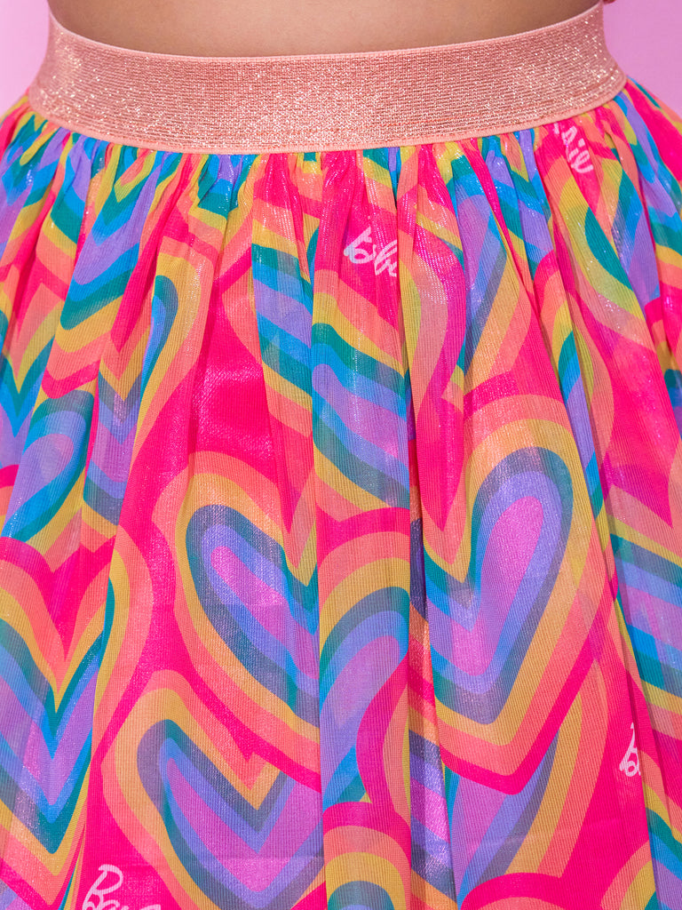 Girl's Peach Top With Skirt Co-Ordinate Set