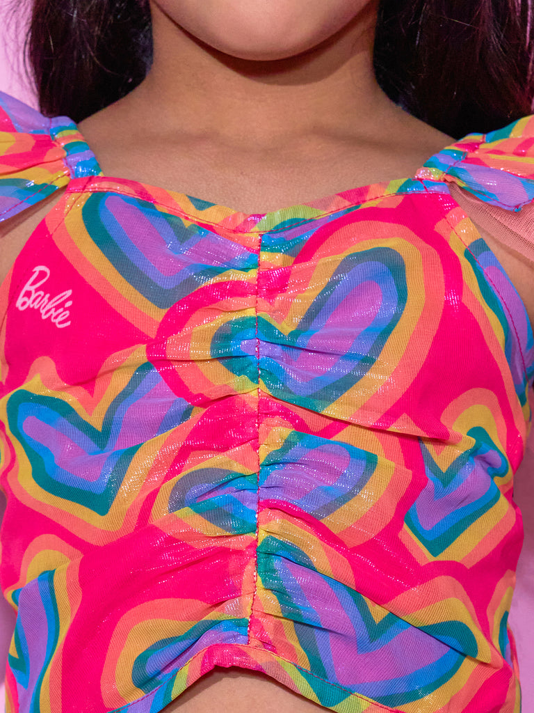 Girl's Peach Top With Pant Co-Ordinate Set