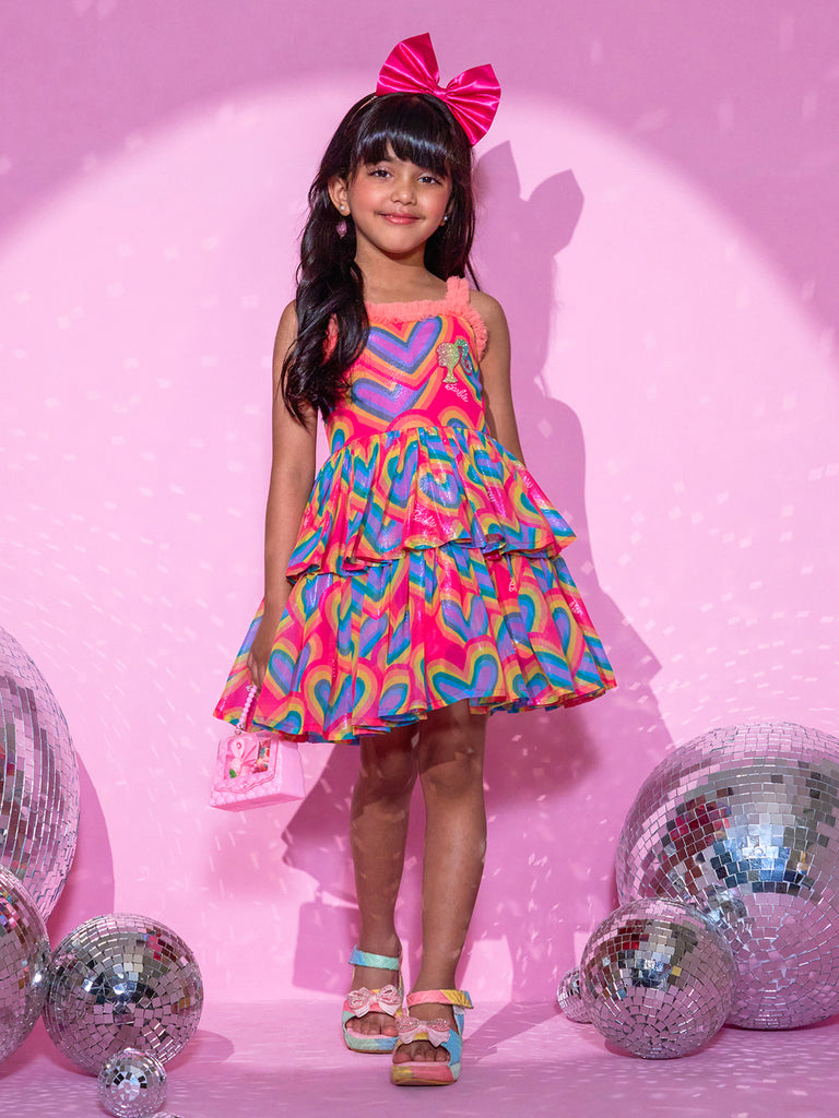 Girl's Peach Two Layered Dress Trendia Girl's Peach Two Layered Dress Trendia