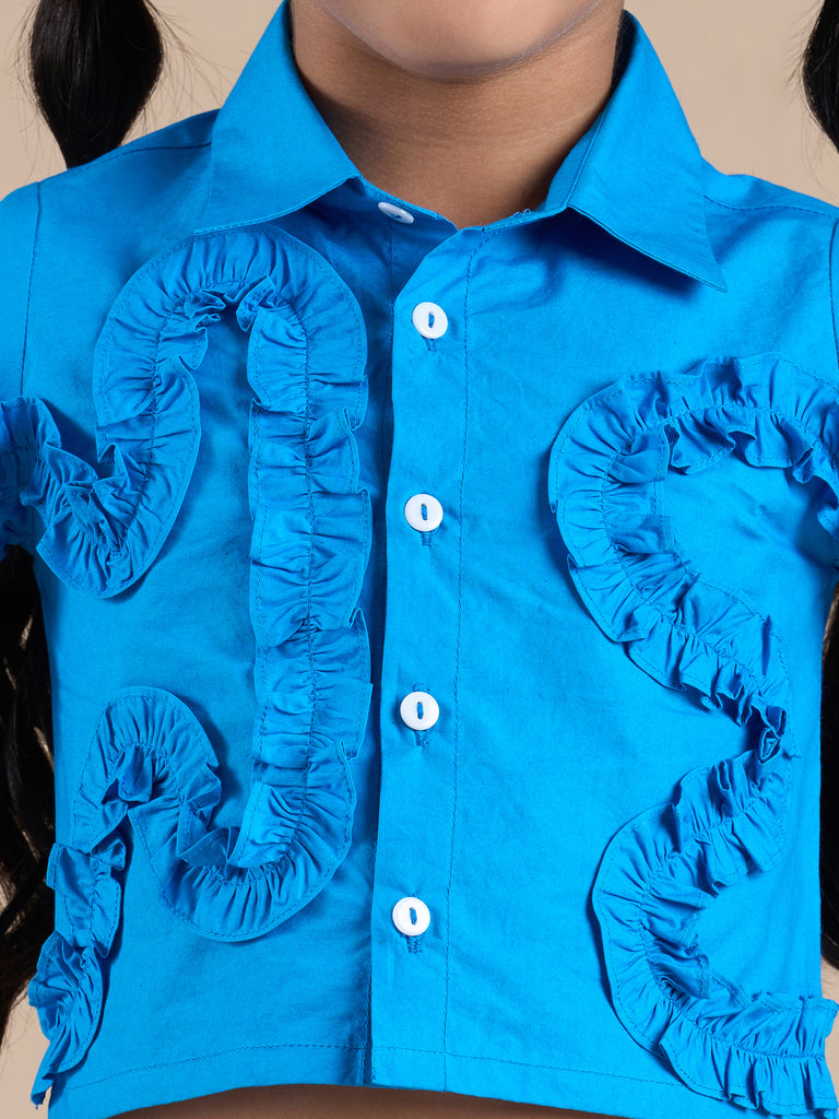 Snakes And Ladders Girls Blue Shirt And Multi Color Snake Print Pant Set From Siblings Collection