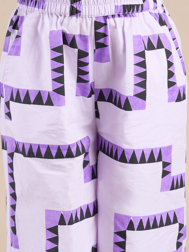 Snakes And Ladders Girls Purple Table Print Top And Pant Set From Siblings Collection