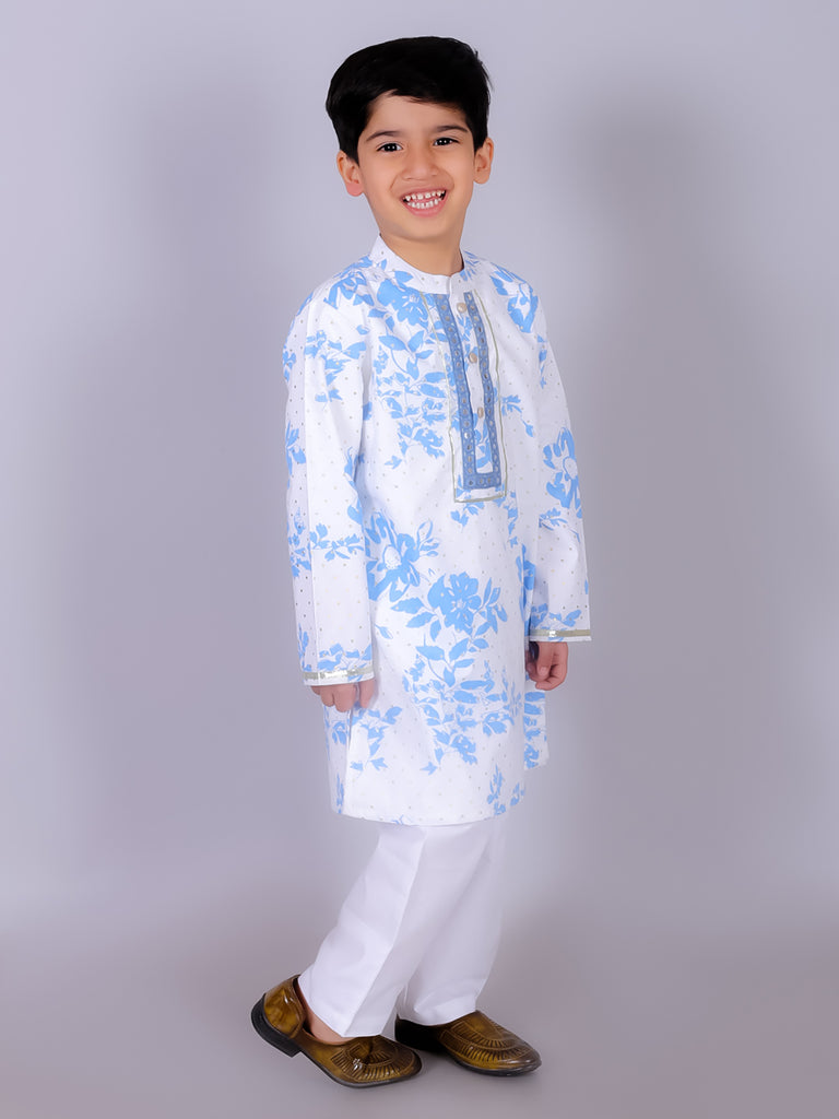 Boy's Ethnic White Kurta With Pant Set