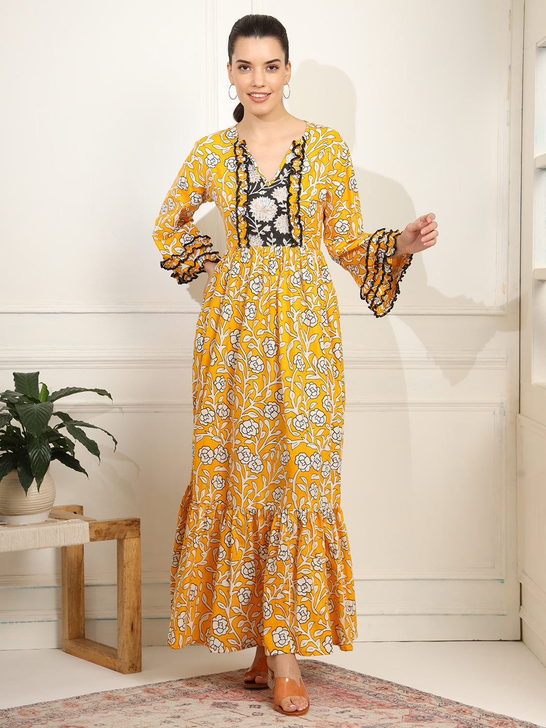 Women's Chikankari Embroidery Full Length Dress