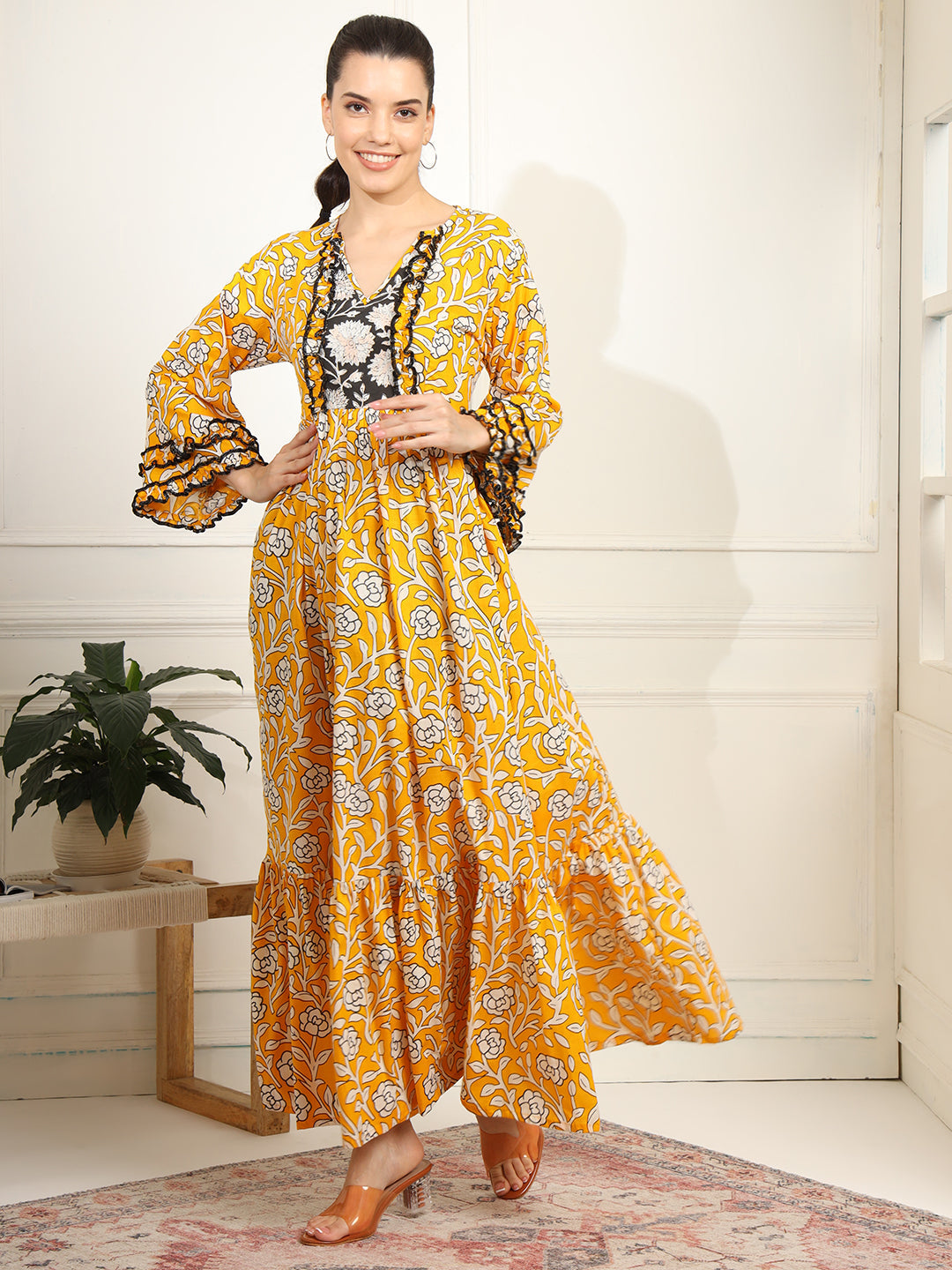 Women's Chikankari Embroidery Full Length Dress