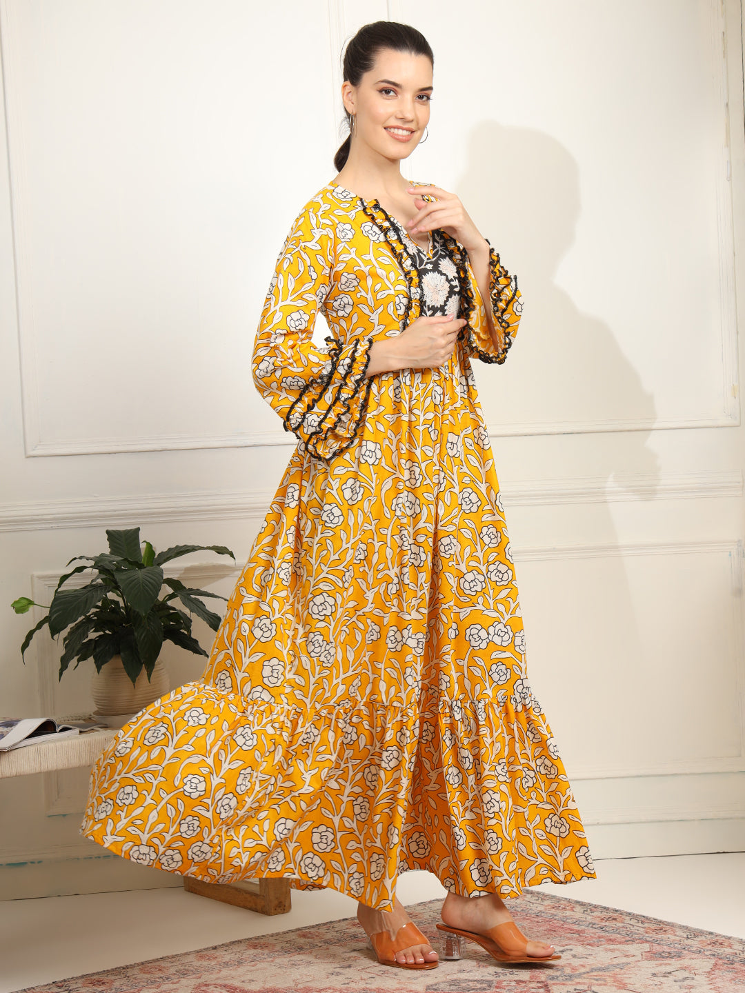 Women's Chikankari Embroidery Full Length Dress