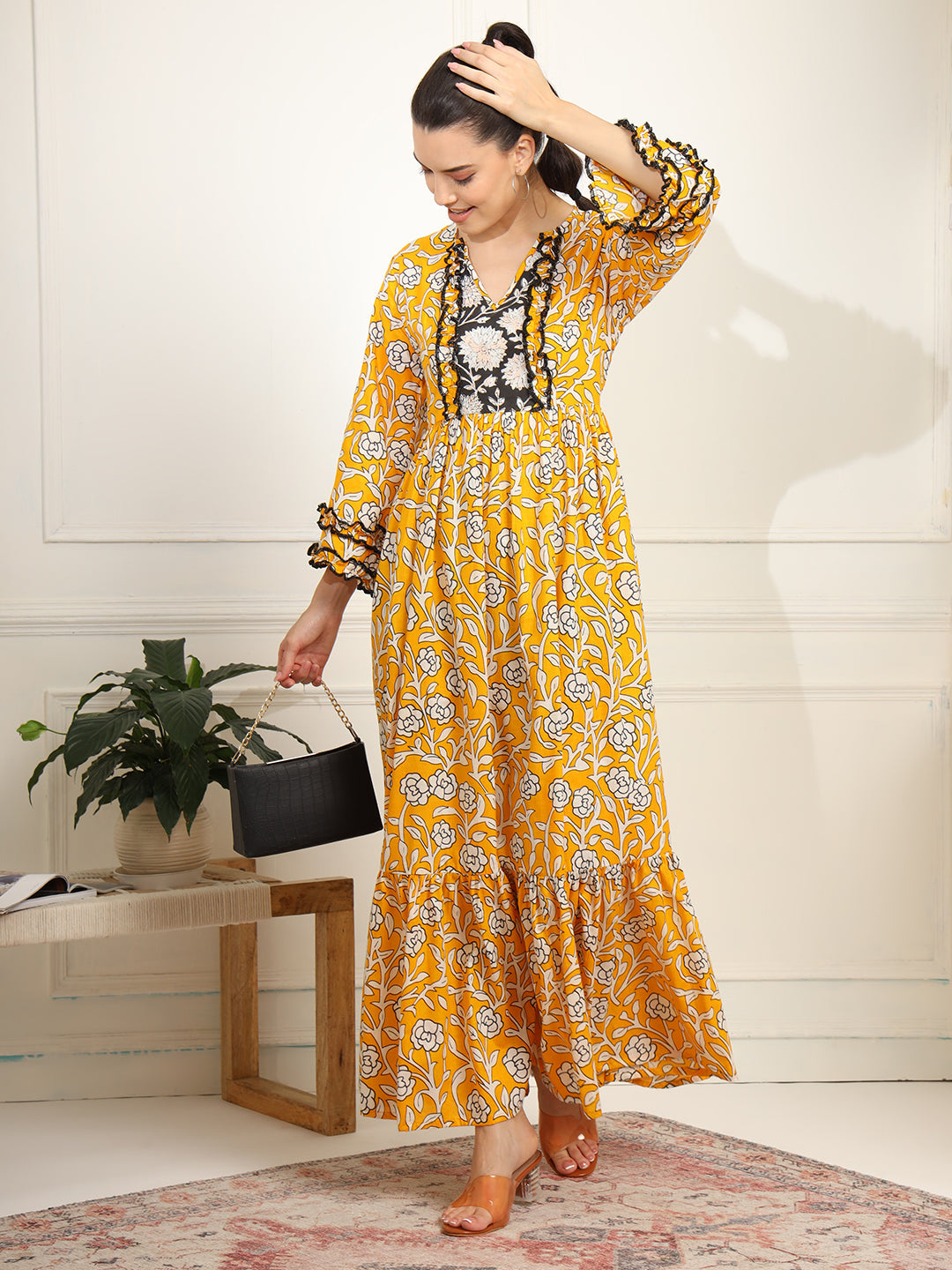 Women's Chikankari Embroidery Full Length Dress
