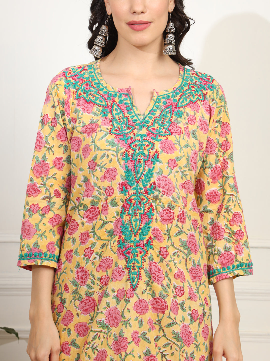 Women's Block Print With Chikankari Kurta And Sharara