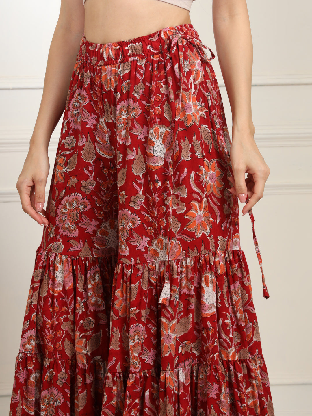 Women's Block Print With Chikankari Kurta And Sharara