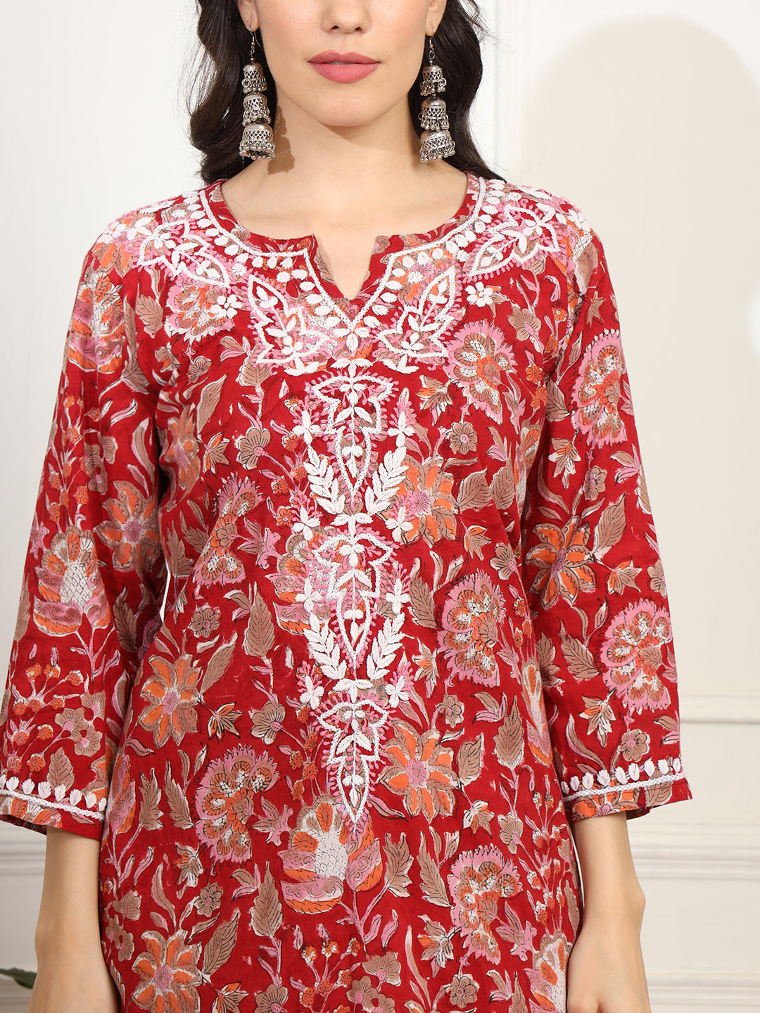Women's Block Print With Chikankari Kurta And Sharara