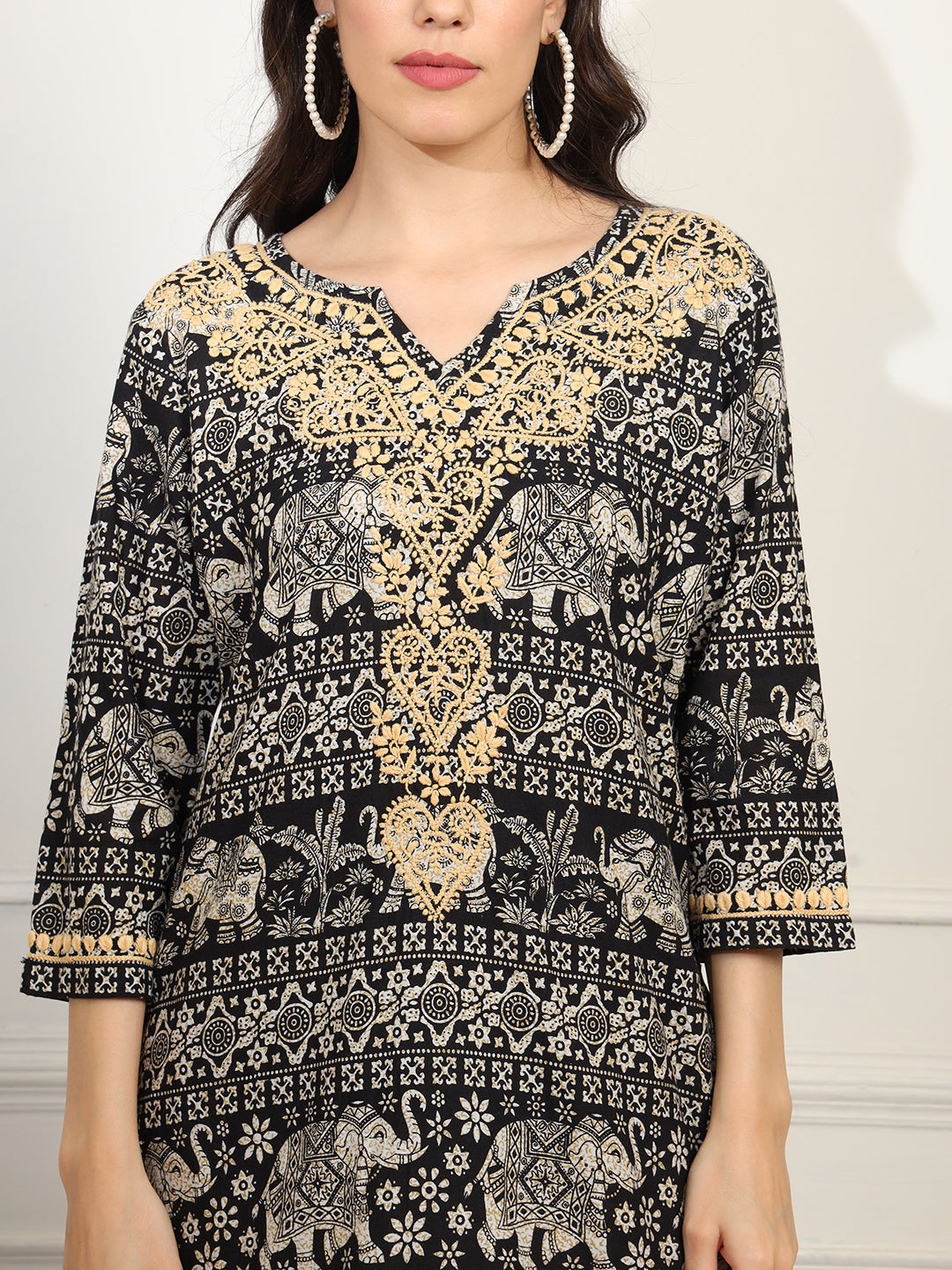 Women's Block Print With Chikankari Kurta And Sharara