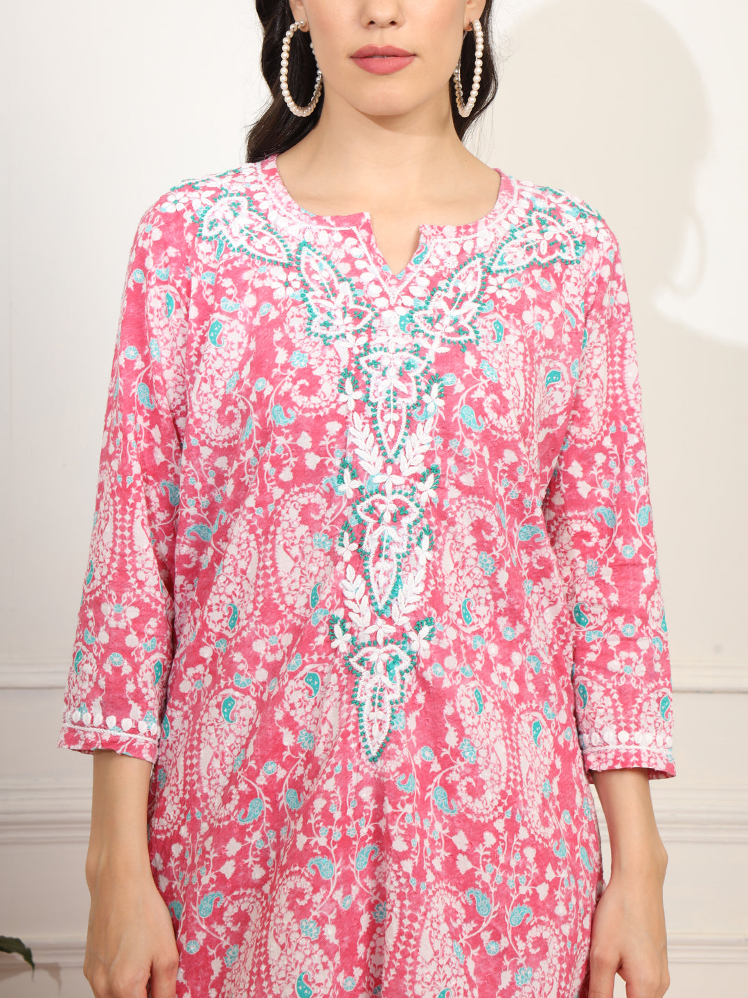 Women's Block Print With Chikankari Kurta And Sharara