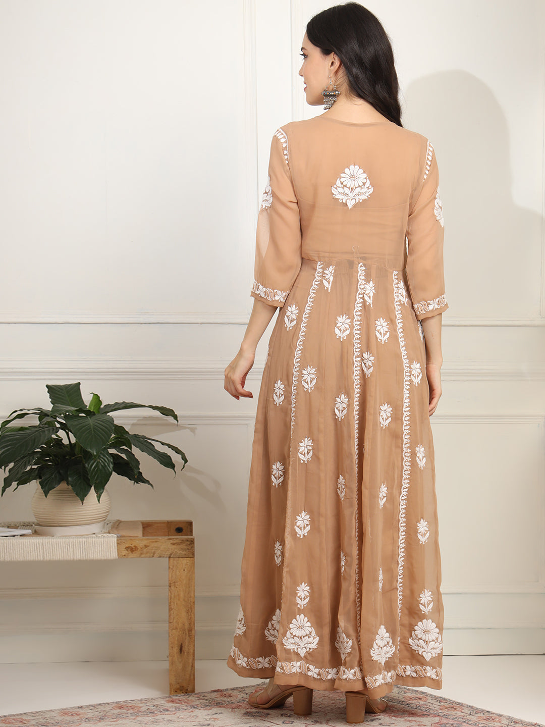 Women's Chikankari Premium Angrakha Anarkali With Matching Bottom