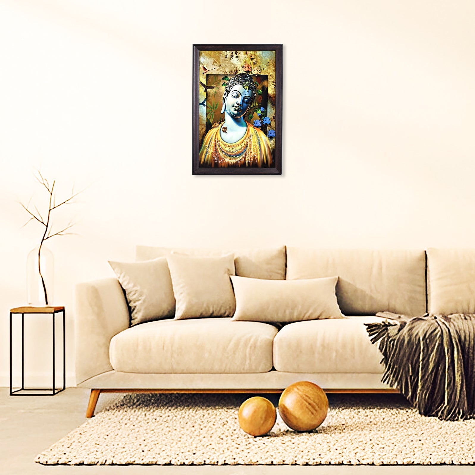 Lord Buddha Crystal Embellished Resin Wall Painting