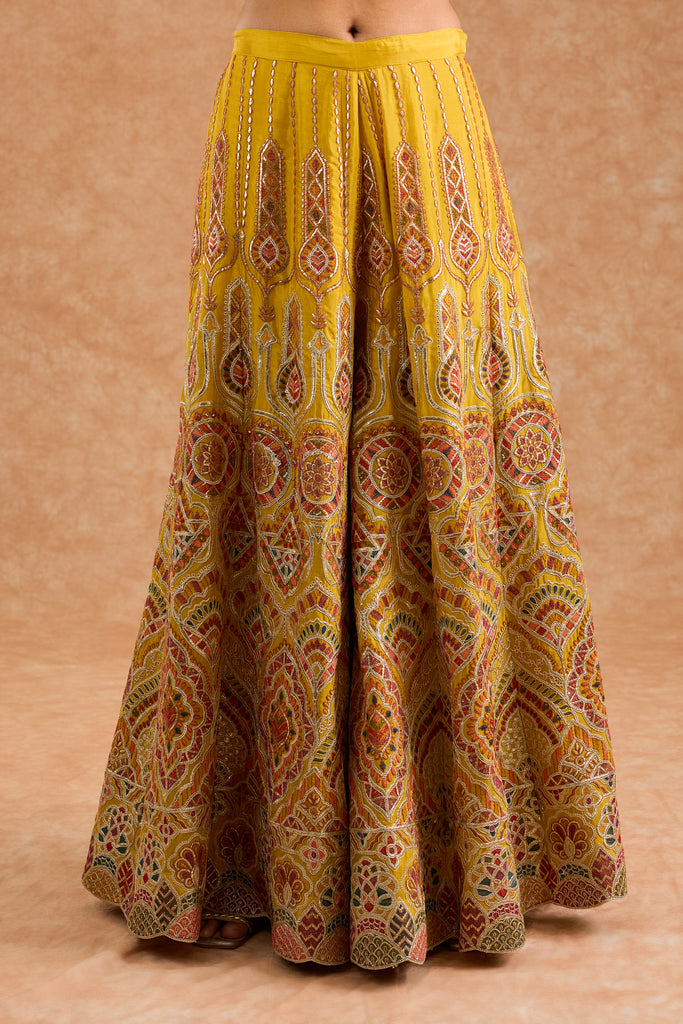 Women's Yellow Viscose Floral Straight Sharara Set