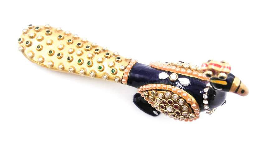 4"PEACOCK WITH TELL JWELLERY STONE STATUE MT