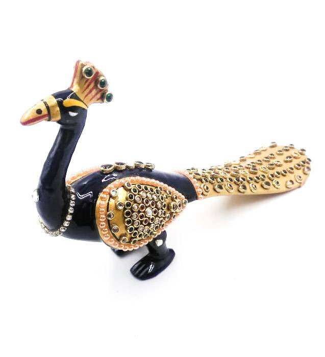 5"PEACOCK WITH TELL JWELLERY STONE STATUE MT