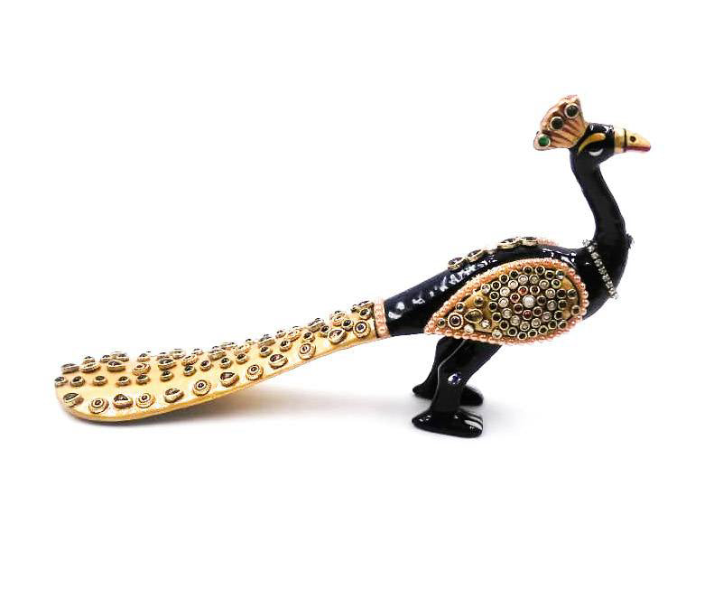 5"PEACOCK WITH TELL JWELLERY STONE STATUE MT