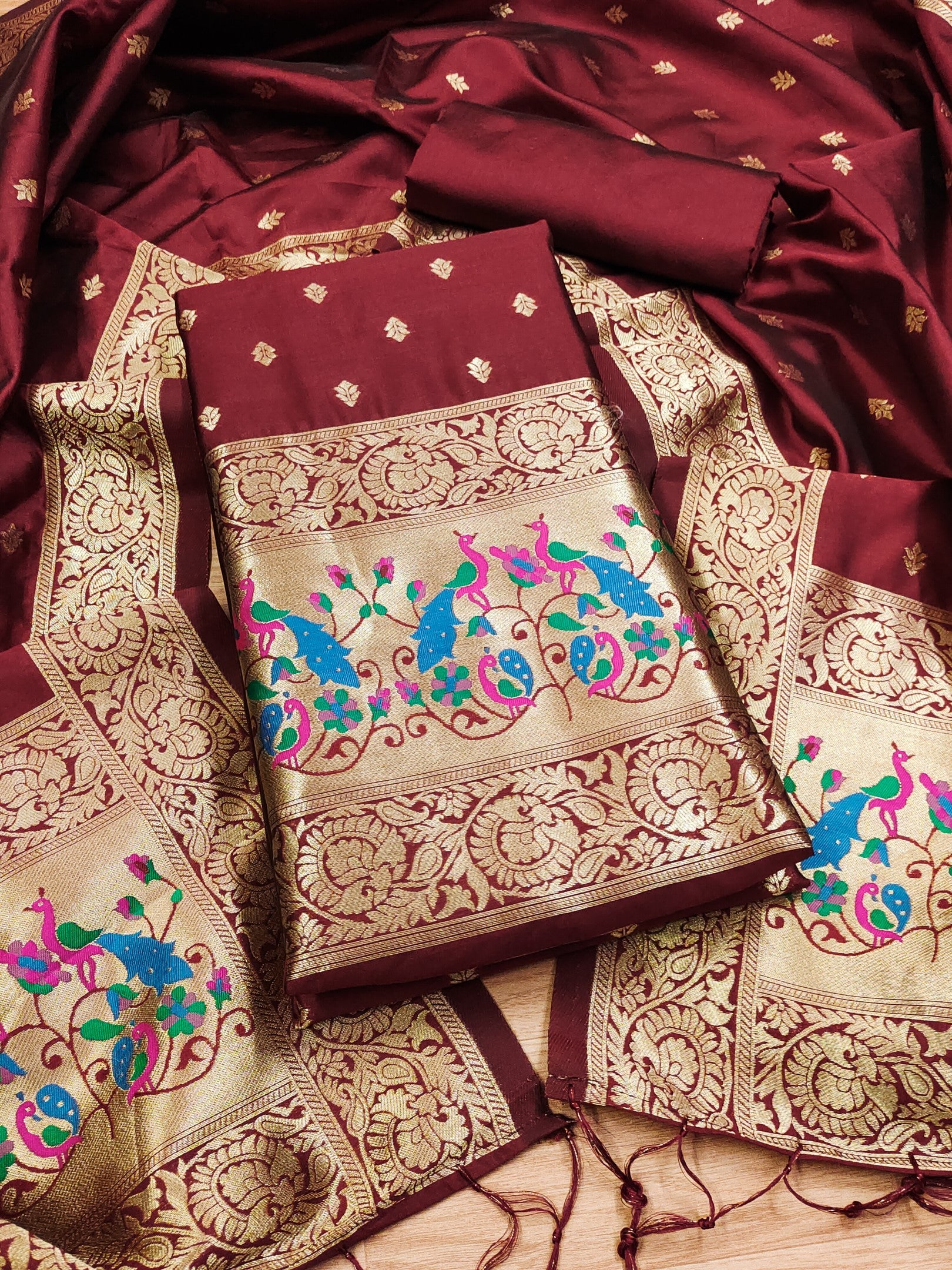 banarasi dress material design Banarasi Silk Dress Materials Maatshi