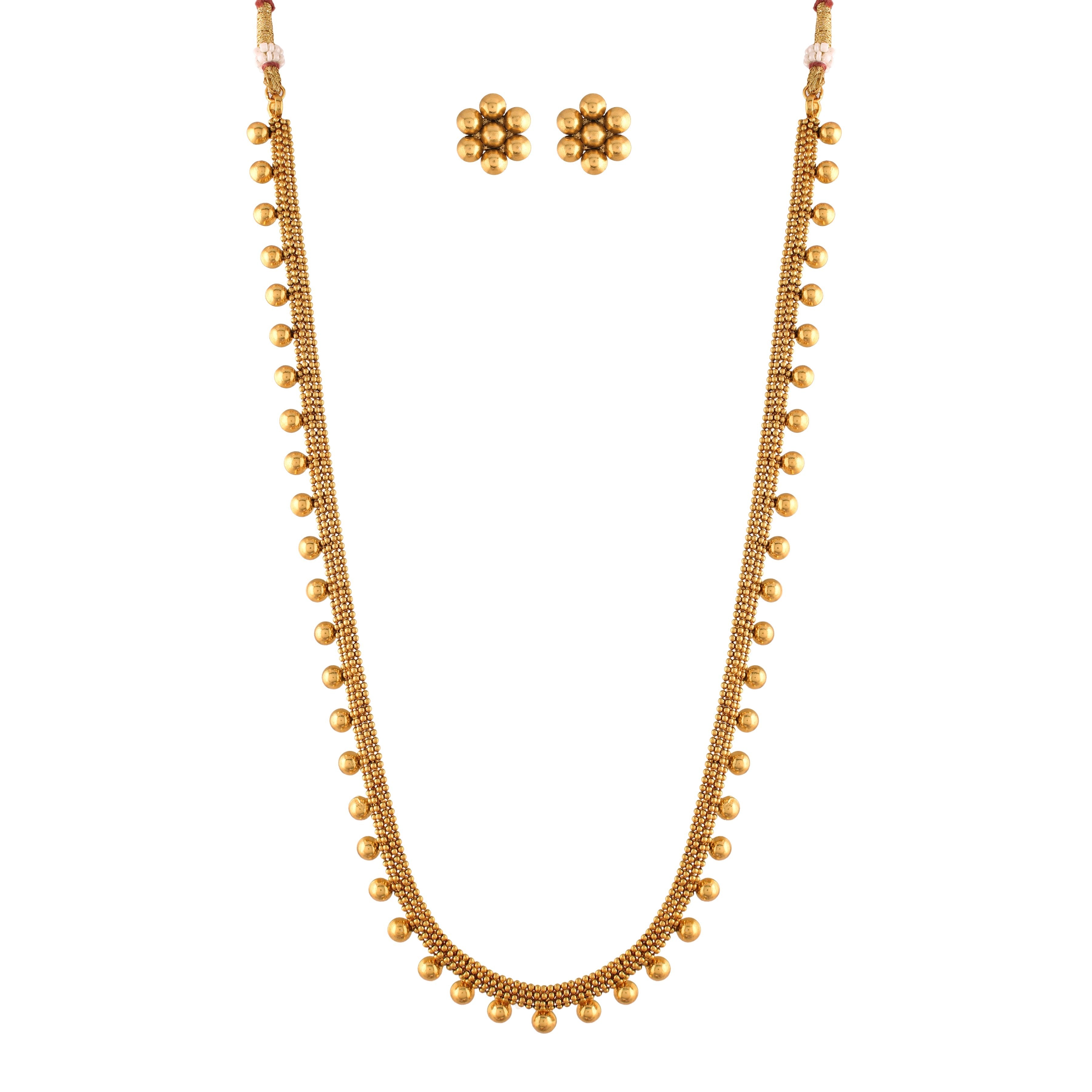 Women's 18K Gold Plated Long Necklace With Earrings For Women & Girls