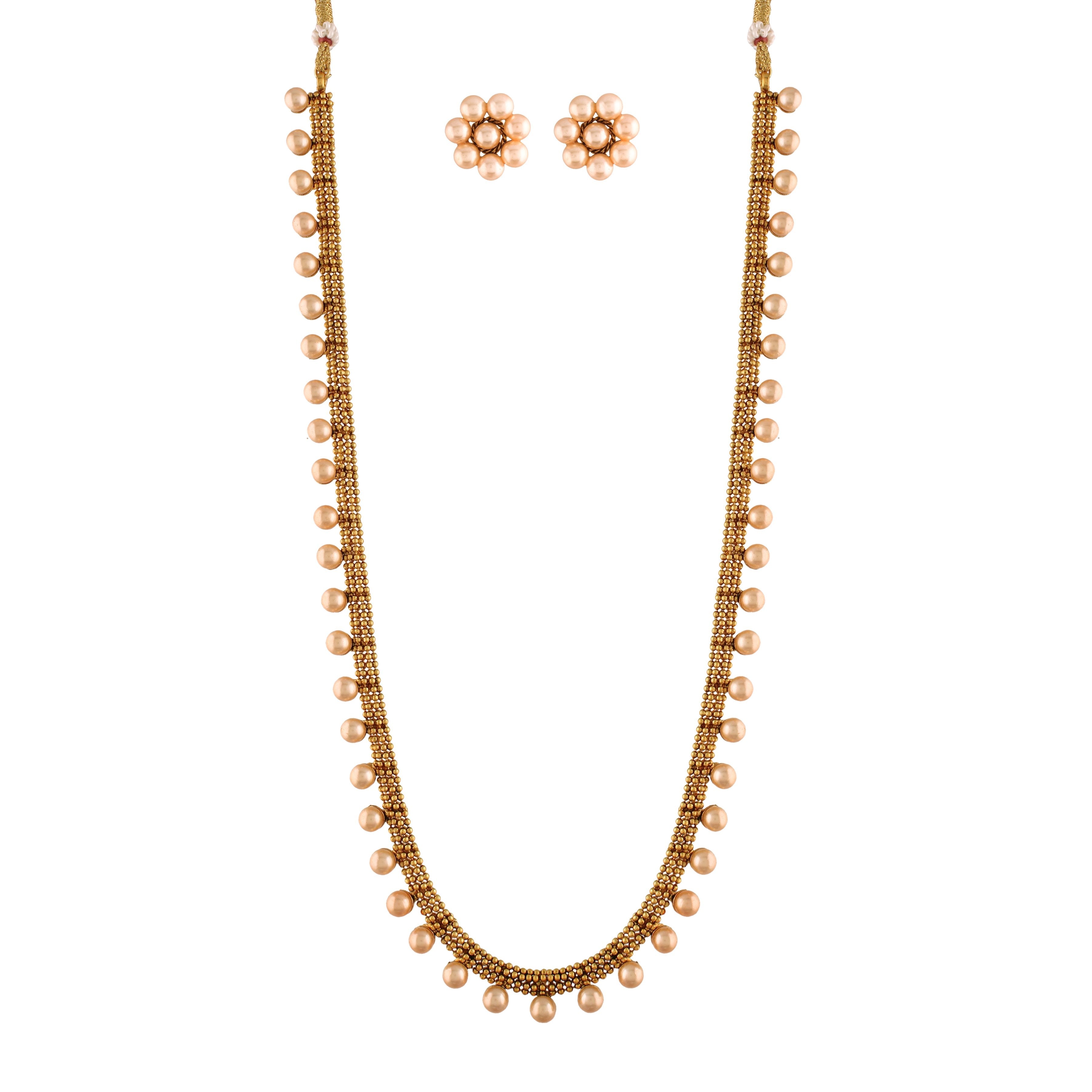 Women's 18K Gold Plated Long Necklace With Earrings For Women & Girls