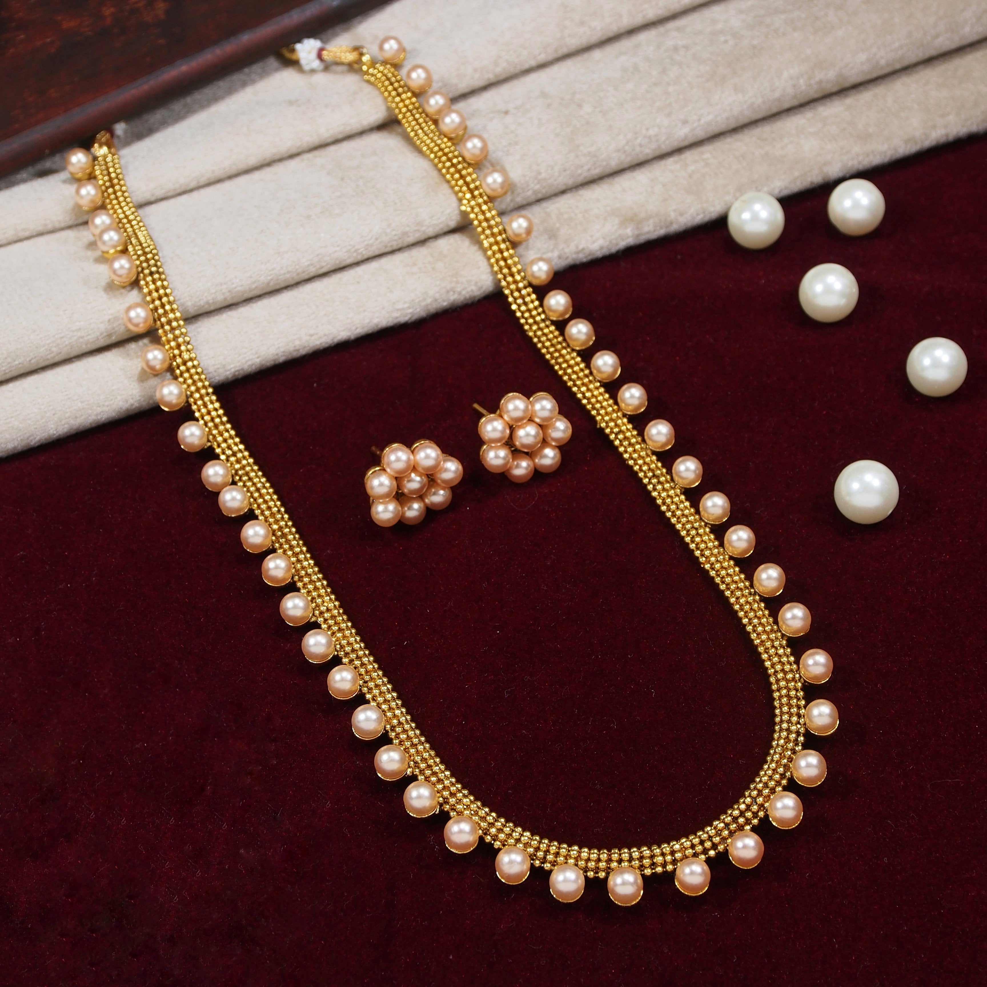 Women's 18K Gold Plated Long Necklace With Earrings For Women & Girls