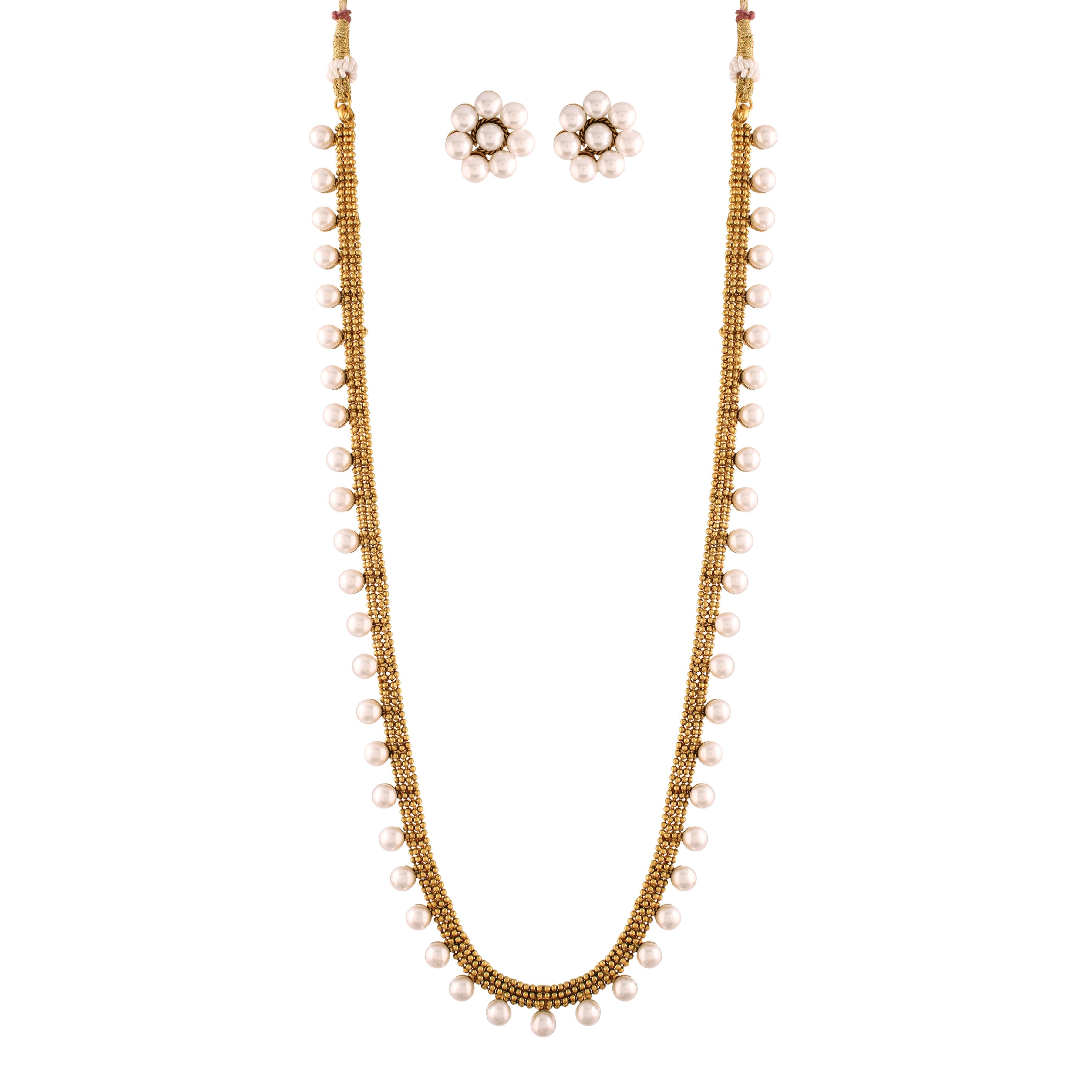 Women's 18K Gold Plated Long Necklace With Earrings For Women & Girls
