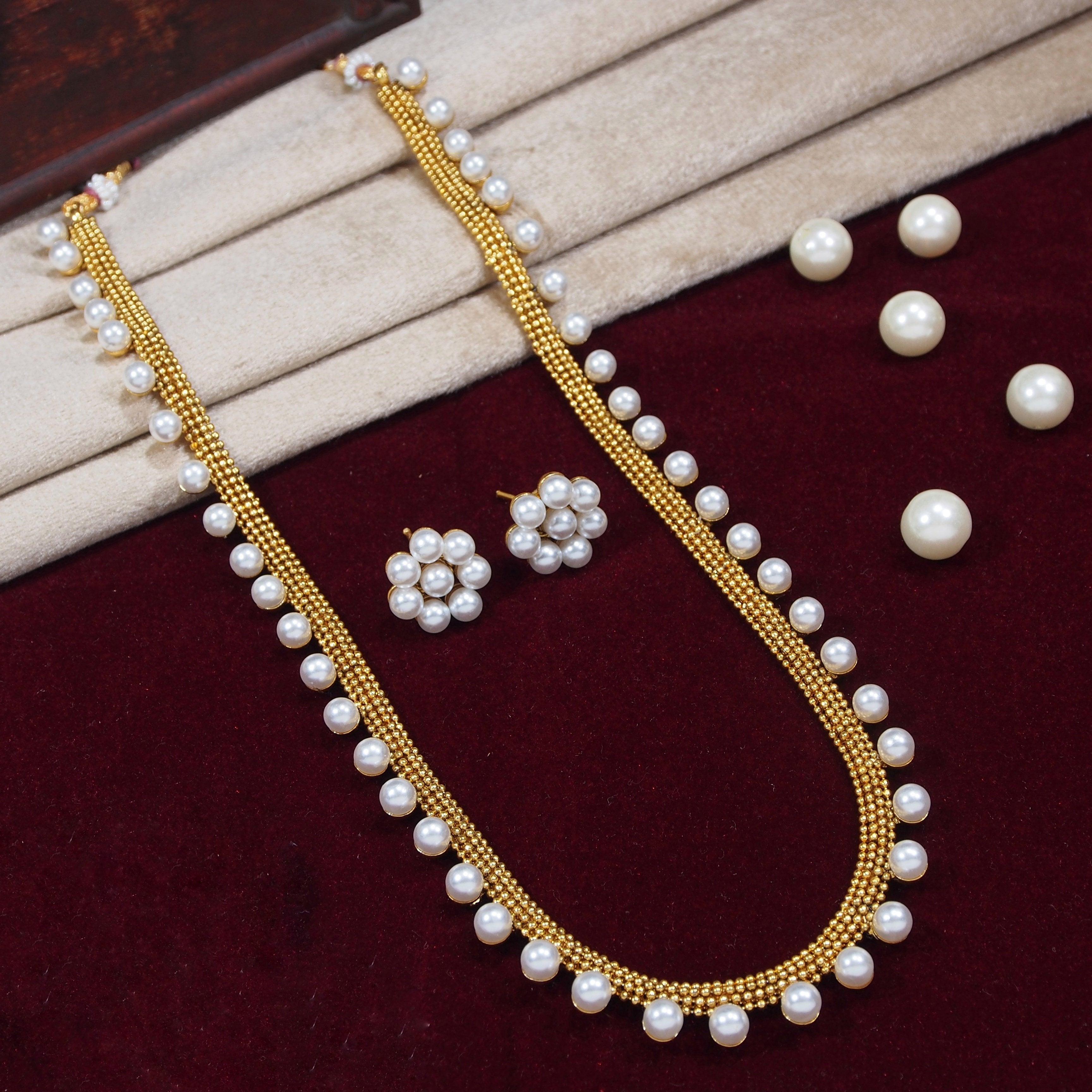 Women's 18K Gold Plated Long Necklace With Earrings For Women & Girls