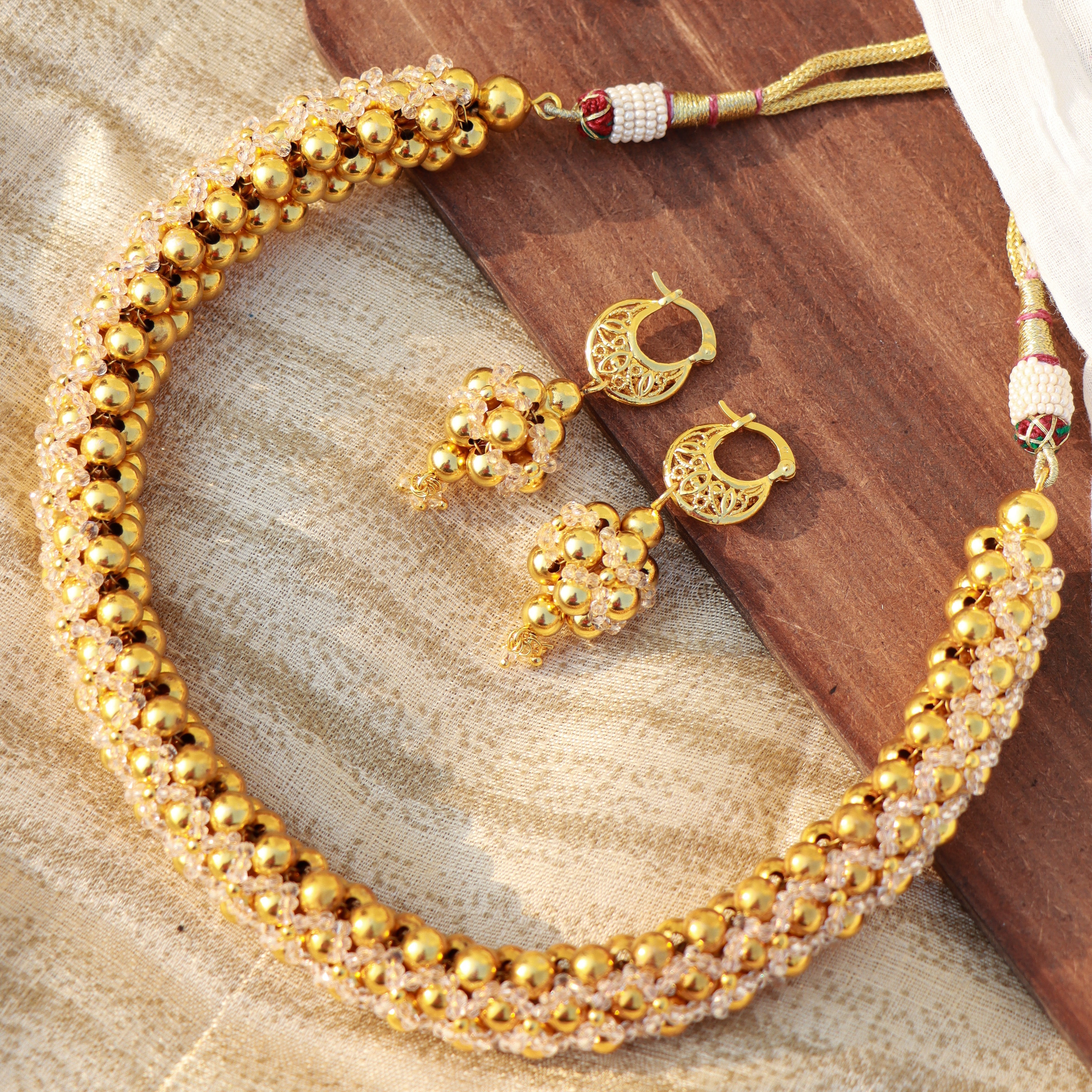 Women's Â 18k Gold Plated Moti Beads Choker NecklaceÂ 