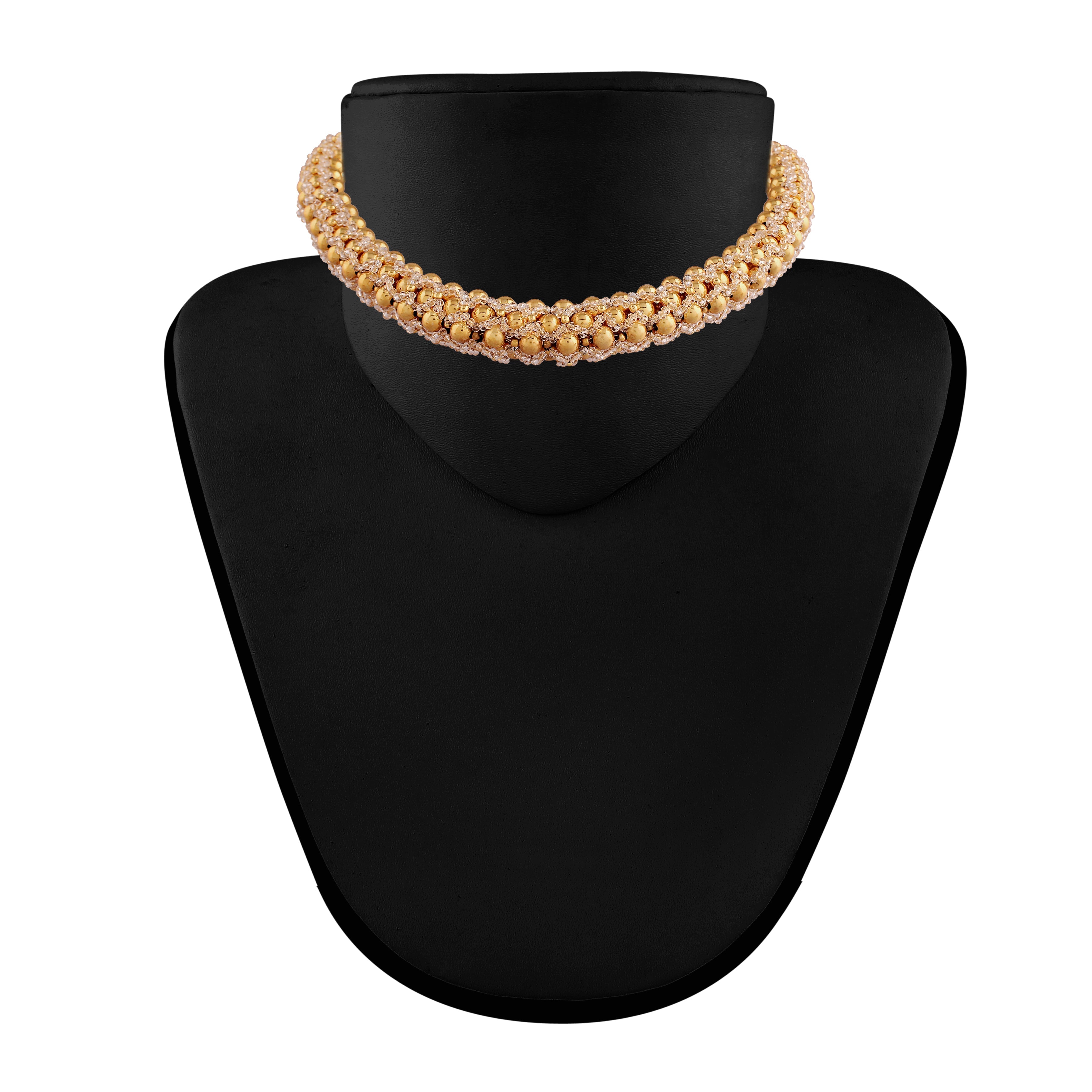 Women's Â 18k Gold Plated Moti Beads Choker NecklaceÂ 