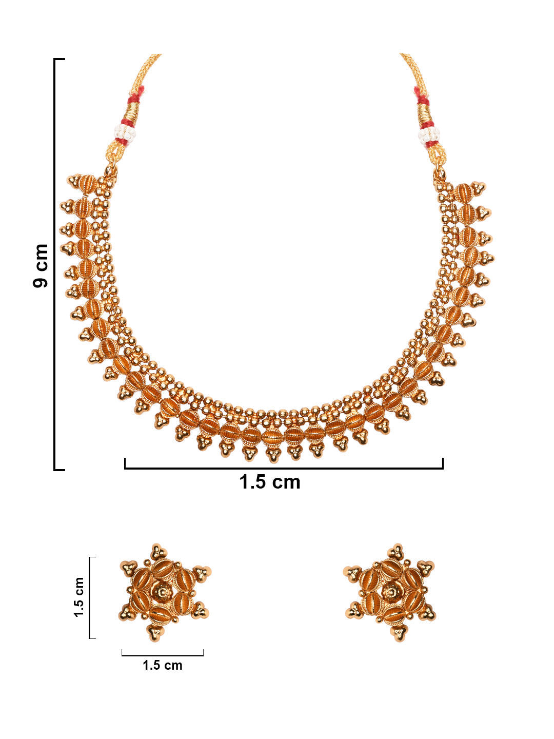 Women's 18K Gold Plated Traditional Stylish Golden Necklace with Earrings