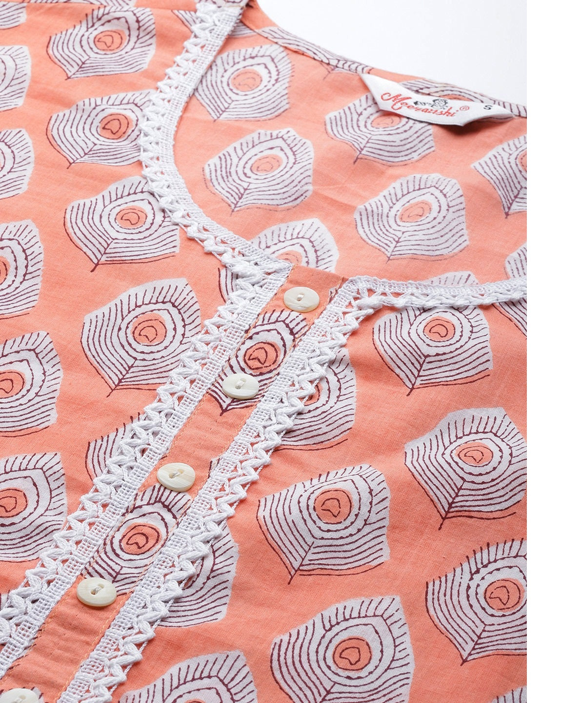 Women's Peach-Coloured Printed Cotton Night suit