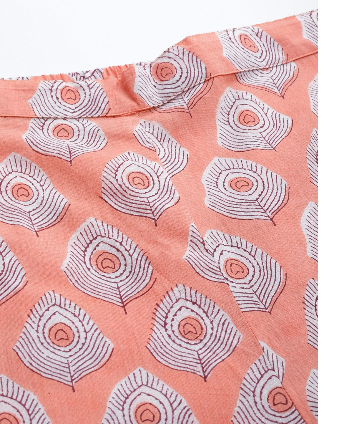 Women's Peach-Coloured Printed Cotton Night suit
