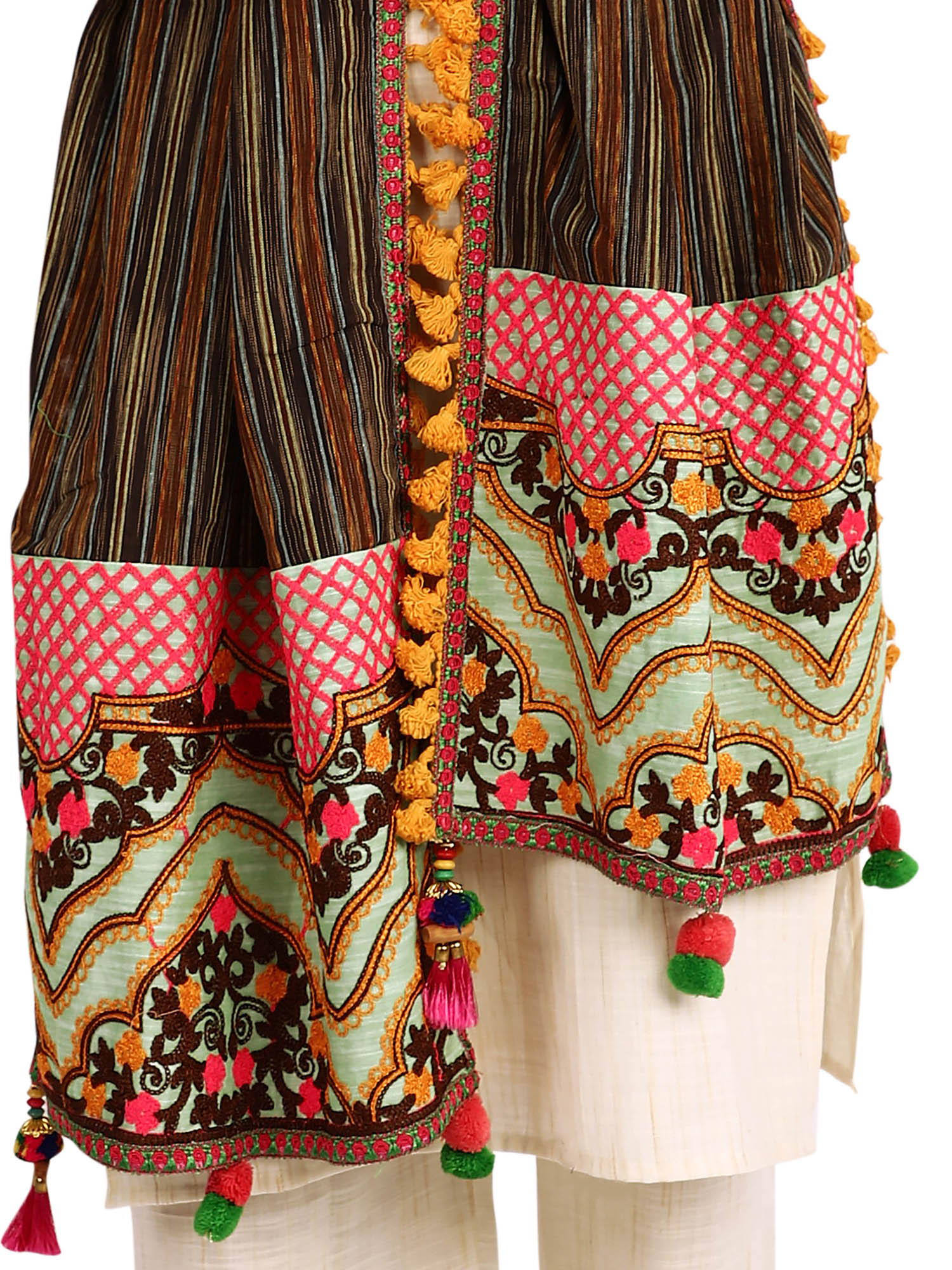 Women's Chex Panel Rose Embroidered Festive Dupatta