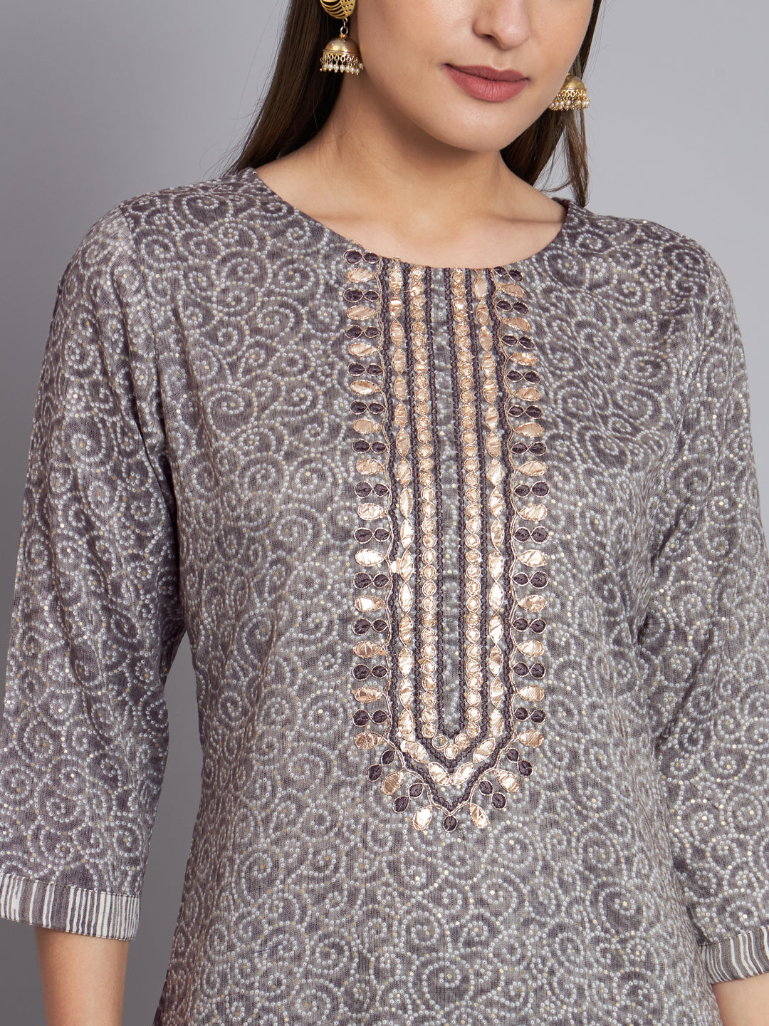 Women's Grey Embroidery Kurta With Trouser - Mesmora Fashion