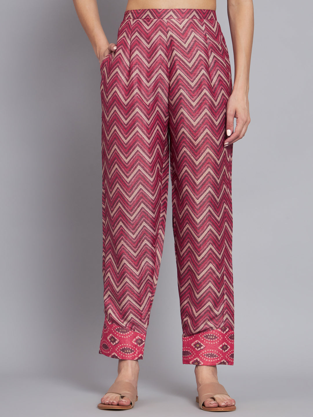 Women's Pink Handwork Kurta With Trouser - Mesmora Fashion