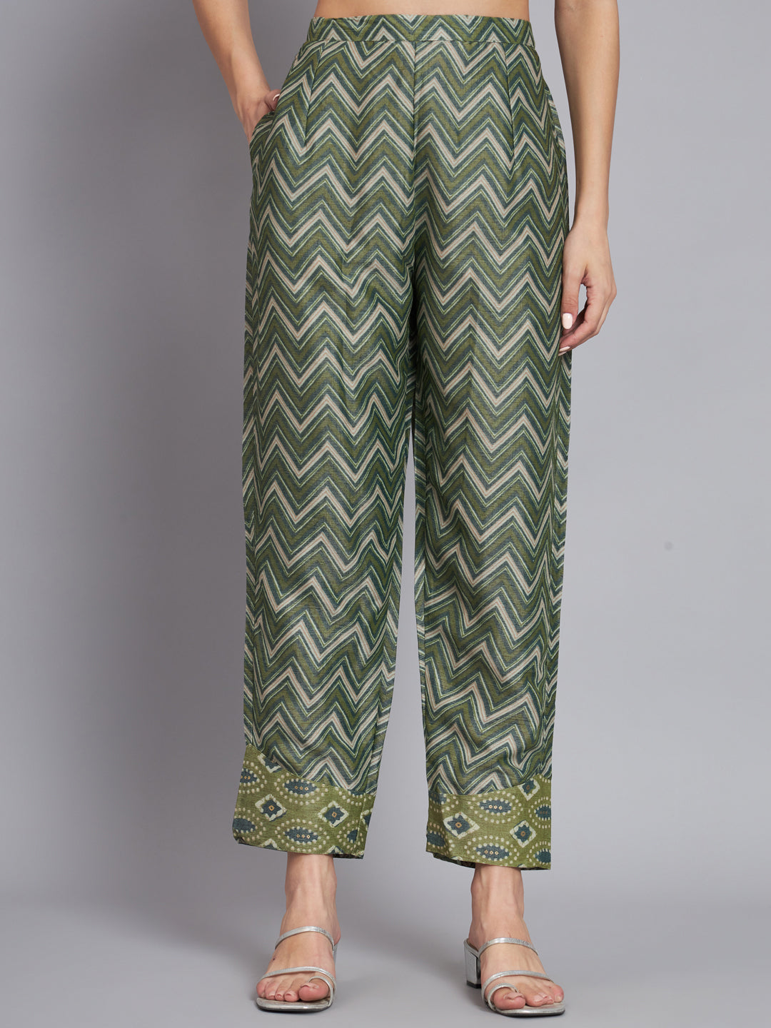 Women's Green Handwork Kurta With Trouser - Mesmora Fashion