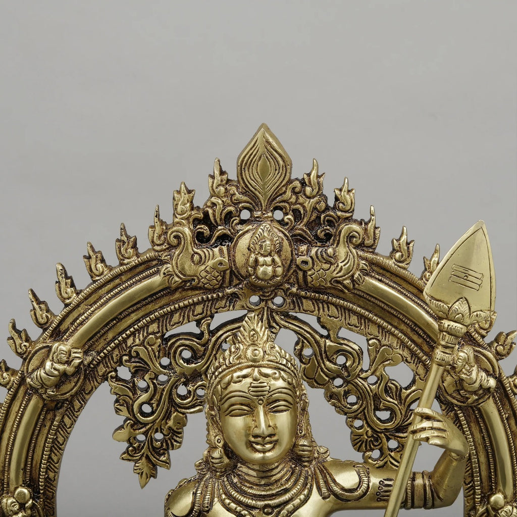 Brass Kartik with Peacock & Frame, Golden Finish, 16.5"