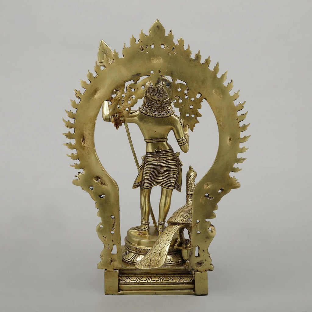 Brass Kartik with Peacock & Frame, Golden Finish, 16.5"