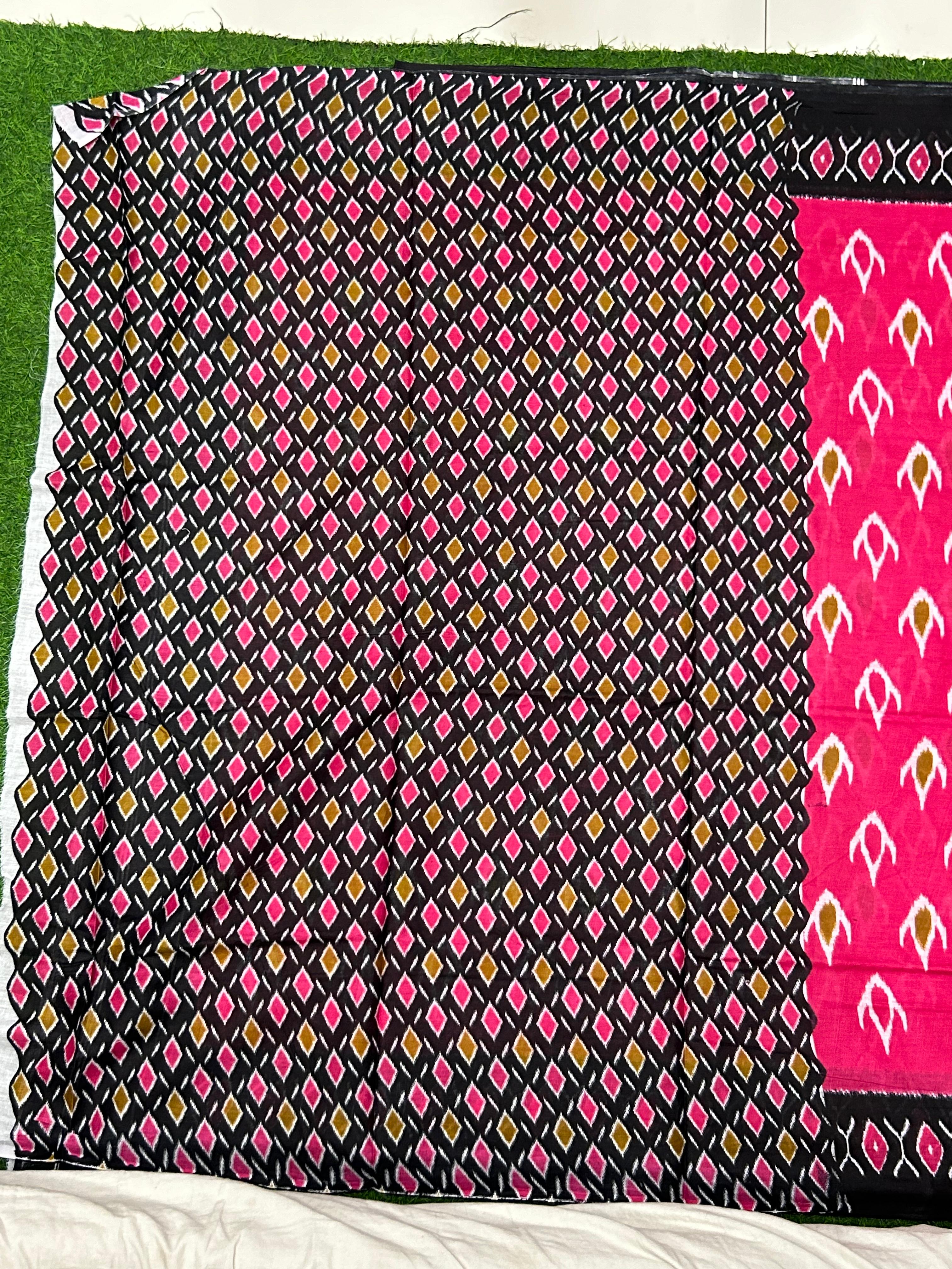 Women's Cotton Pink Printed Designer Saree With Blouse Piece - Saree Mall