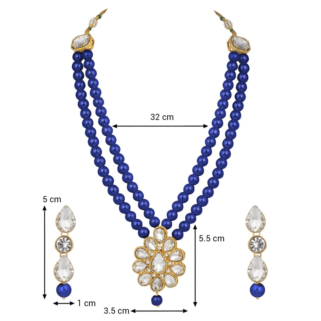 Women's traditional gold plated pearl kundan necklace set with earrings ml140g
