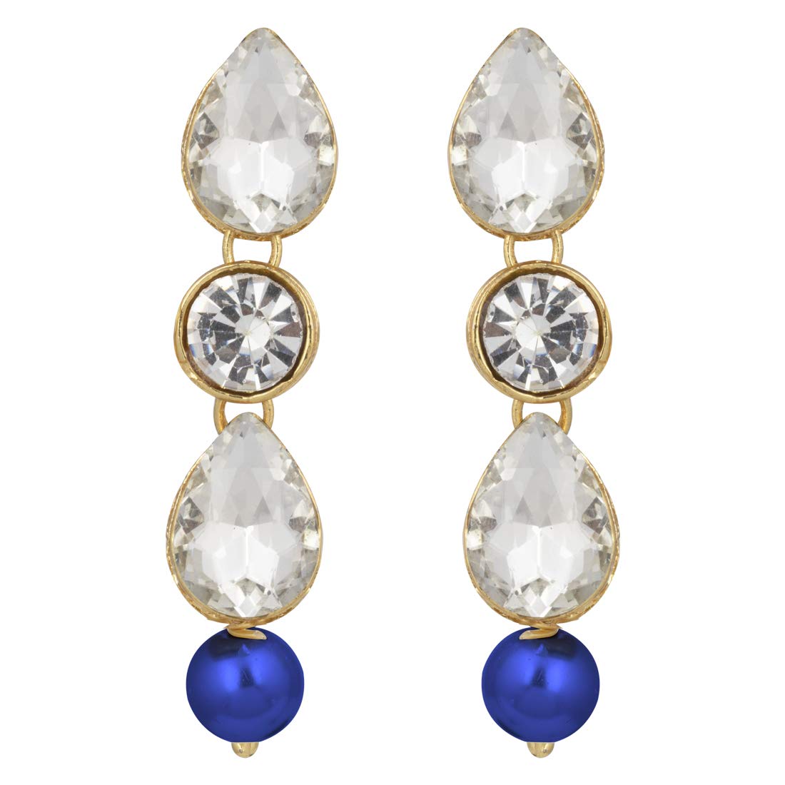 Women's traditional gold plated pearl kundan necklace set with earrings ml140g